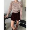 Sequined Knitted Sweater Top Women's Autumn and Winter New Lazy Wind Pullover Round Neck Heavy Industry Super Good-looking Short Sweater