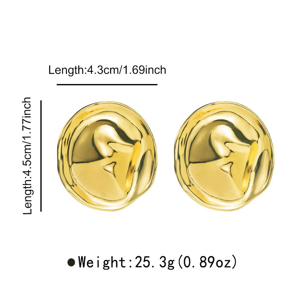 Women Fashion Same Style Stud Earrings Minimalist Temperament Minority Geometric Pleated Alloy Earrings For Women
