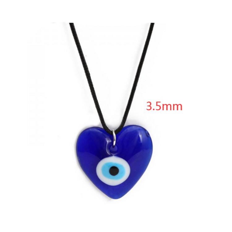 European & American Pink Wax Rope Necklace with Turkish Blue Evil Eye Pendant