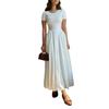 2025 Summer Women's Round Neck Solid Color Short Sleeve Commute Dress
