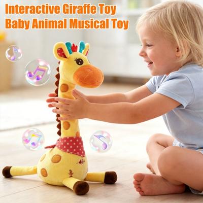 Dancing Giraffe Toy with Sings Dances You Say Plush Repeats What LED Lights Giraffe Toy Baby Electric Talking