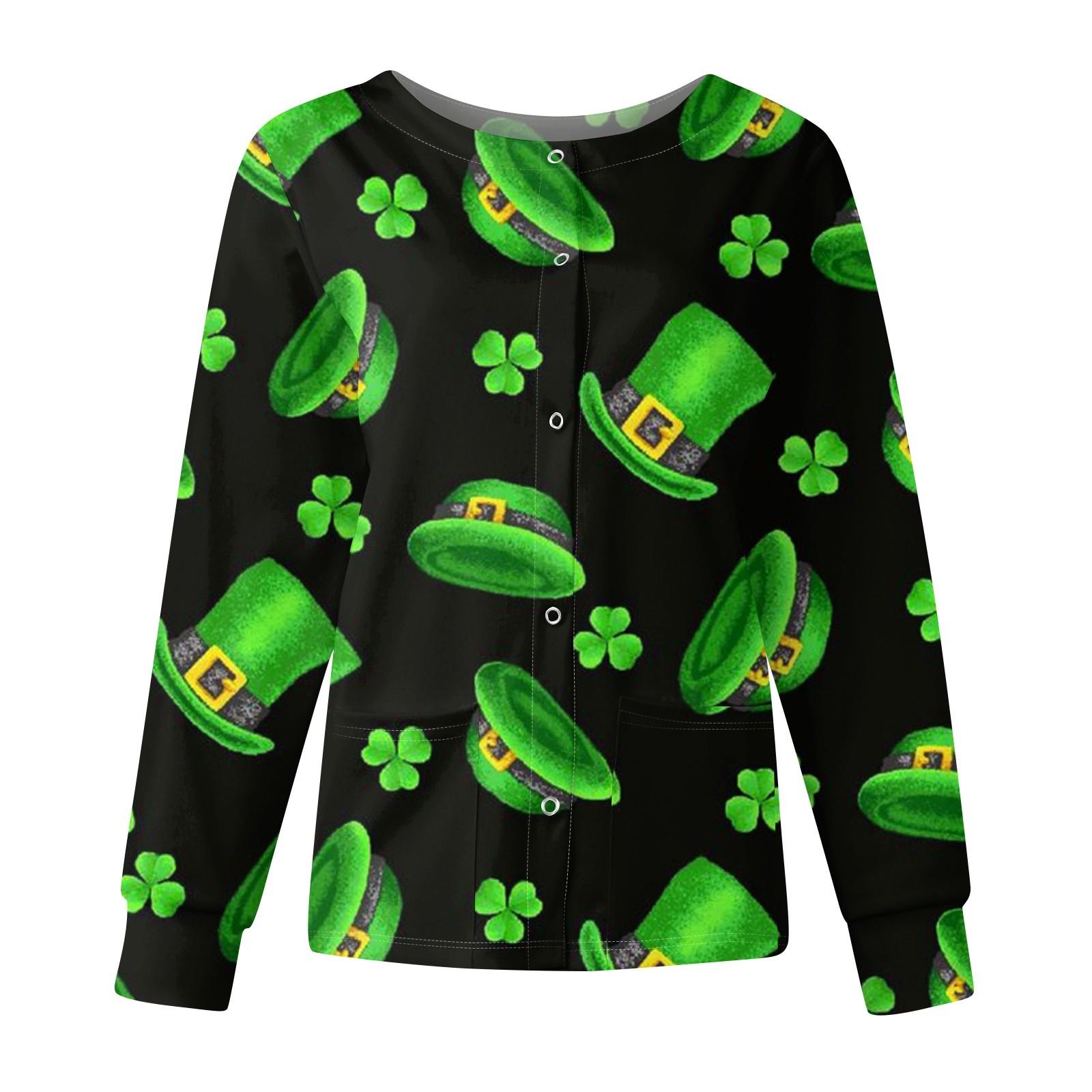 

Женская мода с длинным рукавом и воротником-стойкой, однобортная, с принтом ко Дню Святого Патрика XL