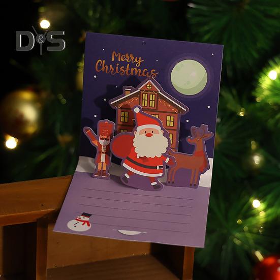 Julhälsningskort 3D Pop Up Julhälsningskort Jultomte gratulationskort med kuvert Nyårspresent till familjens vänner