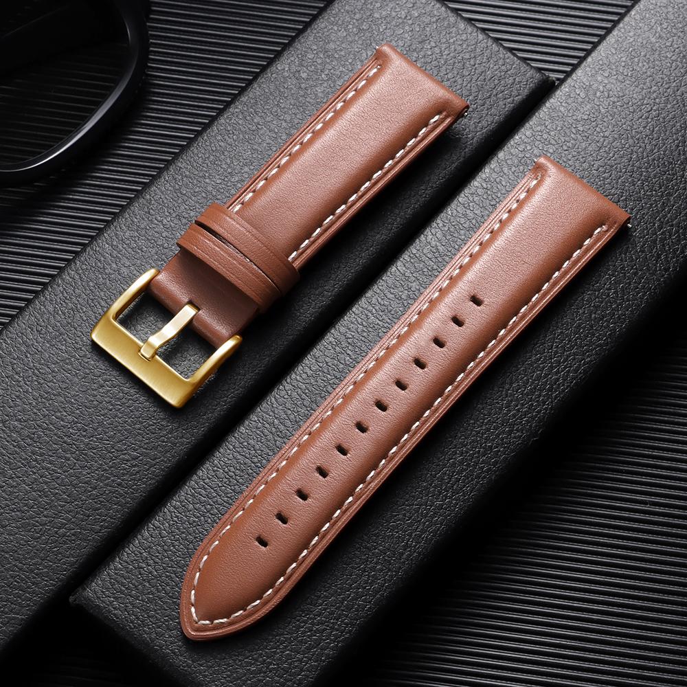 Top-grain Calfskin Leather Watch Band Quick Release 18mm 20mm 22mm Watch Straps Vintage Brown Black Cowhide Bands for Men Women
