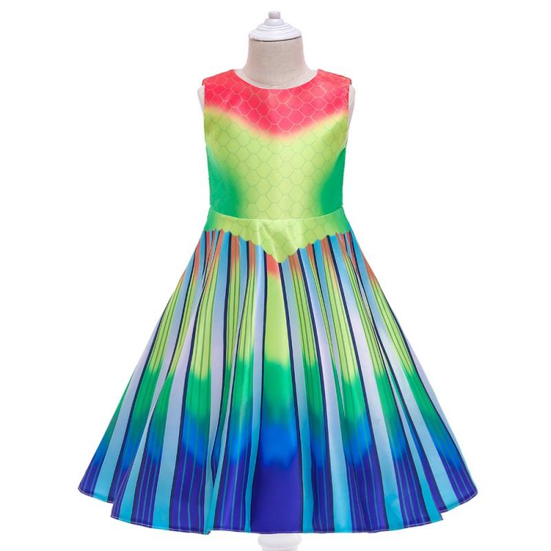 Girls Princess Dress Kids Formal Party Gown Cotton Blend Colorful Prom 4-10 Years Old