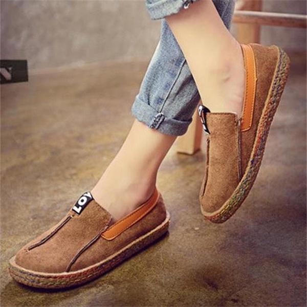 Suede Women Fashion Casual Flat Moccasin Comfy Loafer Shoes Big Size**