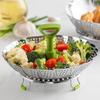 9Inches Stainless Steel Lotus Steaming Tray Pot Rack Foldable Food Steamer Kitchen Fruit Drain Basket Cooking Accessories