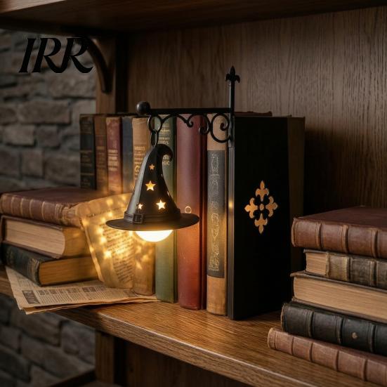 Reading Room Ambience Lamp Halloween Library Lantern, Gothic Decorative Bookshelf Lamp, Vintage LED Farmhouse Style Shelf Decor Book Nook Light