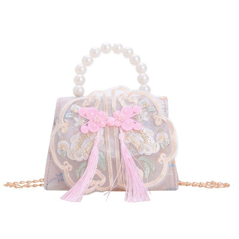 Childrens Pearl Handheld Shoulder Bag With Tassel Chain For Girls Daily Use