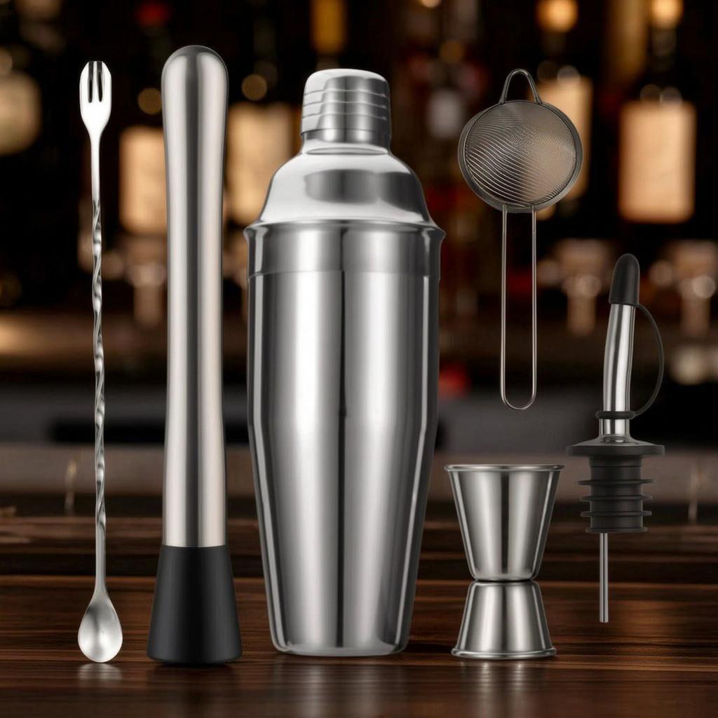 Cocktail Bar Tool Set With Stainless Steel Shaker For Home Entertaining