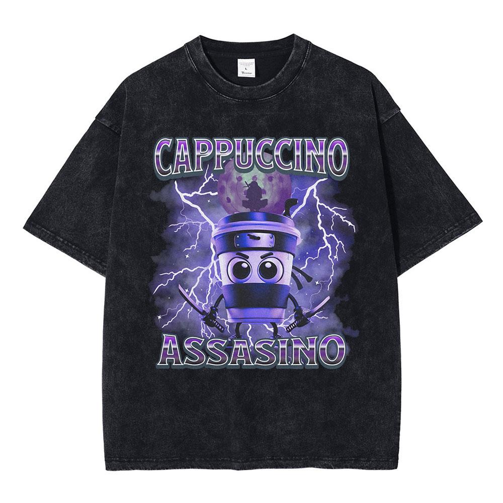 Italian Brainrot Tralalero Tralala Tung Tung Tung Sahur Bombardiro Crocodilo Funny Meme T-shirt Men Women Vintage Washed T shirt