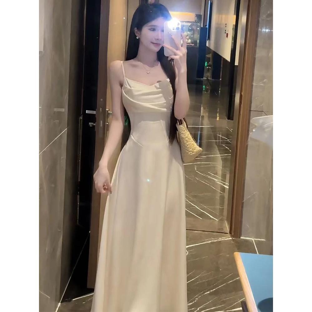 Temperament swinging collar suspender dress women's summer casual new waist slim skirt