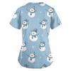 Plus SizePrinted Scrub Working Uniform Tops For Women's Cross V-Neck Print Short Sleeve Fun T-Shirts Workwear Tee With Pockets