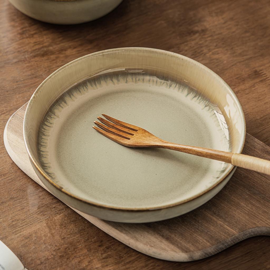High-Value Plates, Retro Flow Glaze, Ceramic Bowls, Tableware, Household Dishes, Dishes, Dishes, Bowls, Round Salad Bowls