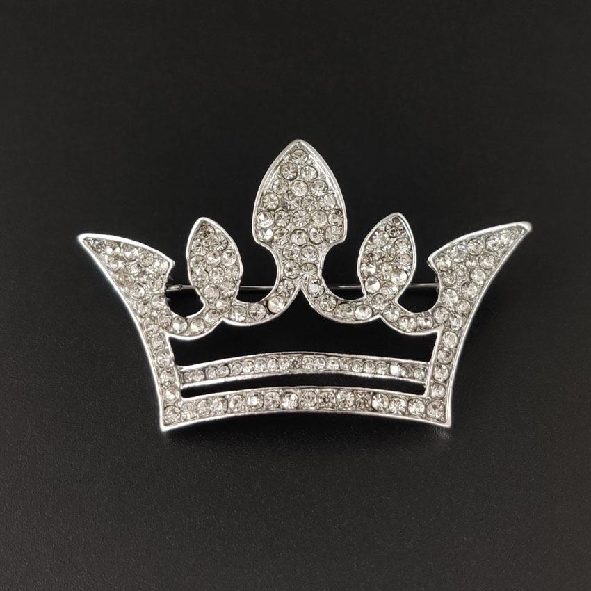 Korean Alloy Rhinestone Crown Brooch for Professional Wear
