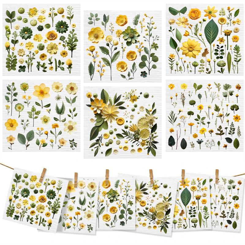 6PCS Green Leaves Printed Swedish Dishcloths Eco-Friendly Kitchen Rags Absorbent Dish Towels Reusable Washable Cleaning Cloths