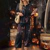 Women's Casual Button Down 3/4 Sleeve Top and Wide Leg Pants Two Piece Set