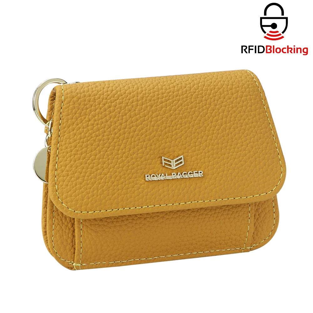 

Royal Bagger RFID Short Wallets for Women Genuine Cow Leather Fashion Card Holder with Key Ring Holders Clutch Slim Coin Purse 2443 SpringStatements жёлтый