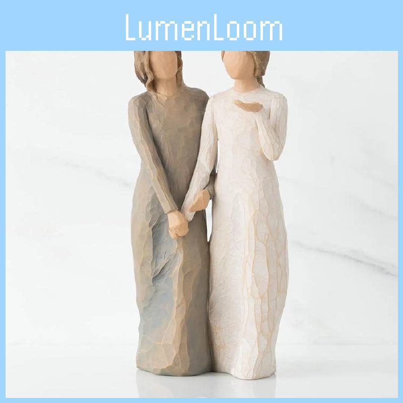 Hand Tree Willow Painted Resin Sister By My Side Figurine Doll Decorative Gift