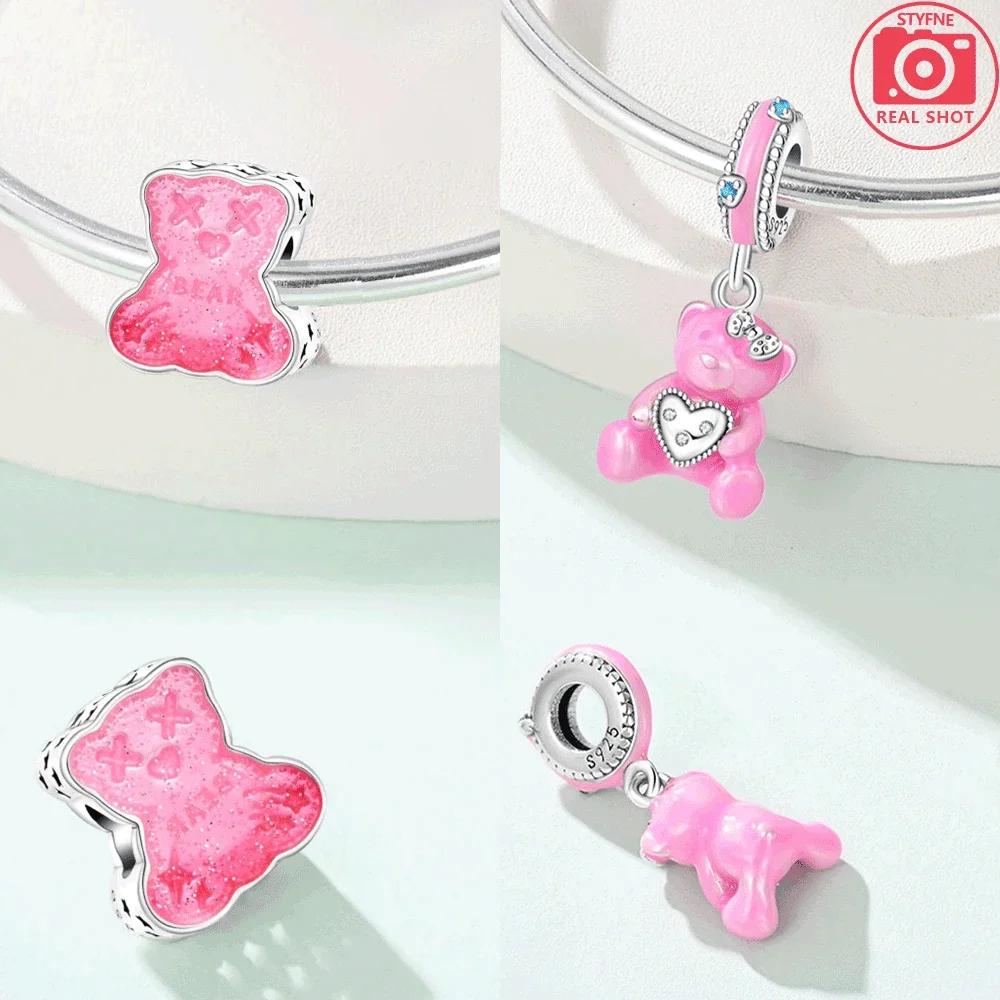 Exquisite Pink Sweet Seal Bear Beads Fit Original Copper Charms Diy Women Bracelets Fine Jewelry Making Accessories