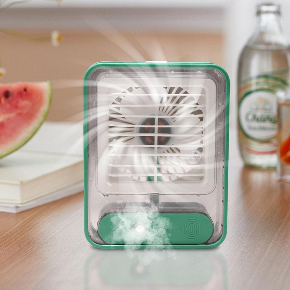 3 In 1 Desktop Mini Air Cooler Fan LED Night Light USB Water Cooling Fan Spray Humidifier Electric Fan for Office Dormitory Room