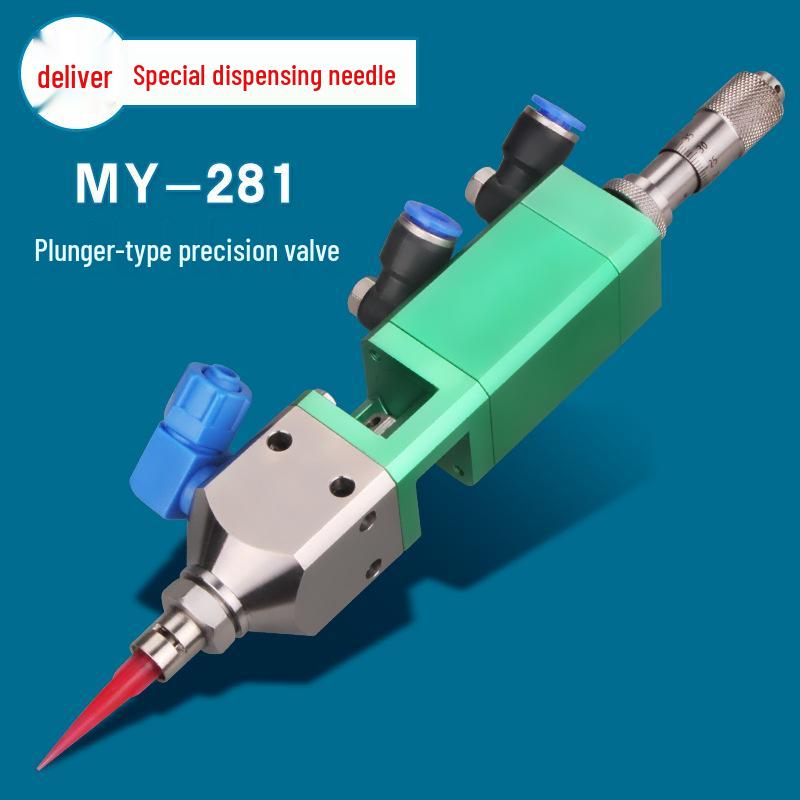 my281 Stainless Steel Pin-Type Pneumatic Dispensing Valve with Micrometer Fine Adjustment, High-Pressure Resistant Coating, and Impact Pin