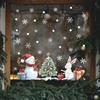 Santa Snowman Window Electrostatic Sticker Christmas Decorative Glass Sticker Blue Snowflake Christmas Tree Window Sticker.