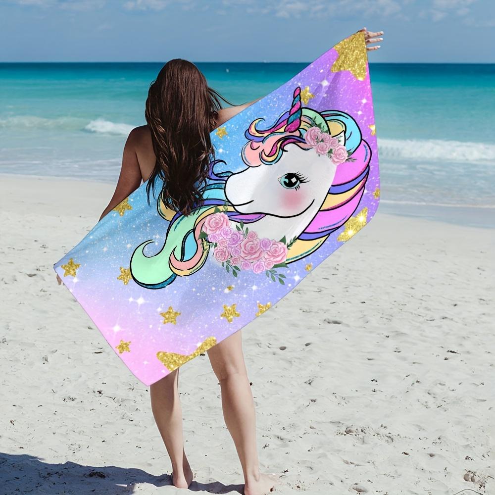 1pc Unicorn Print Beach Towel, Modern Microfiber Bath Towel, For Vacation, Travel, Bath, Swimming