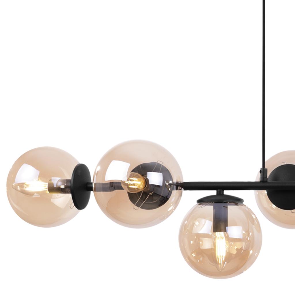 Siena Black Hanging Lamp 8-Flat Honey Lampshade E14