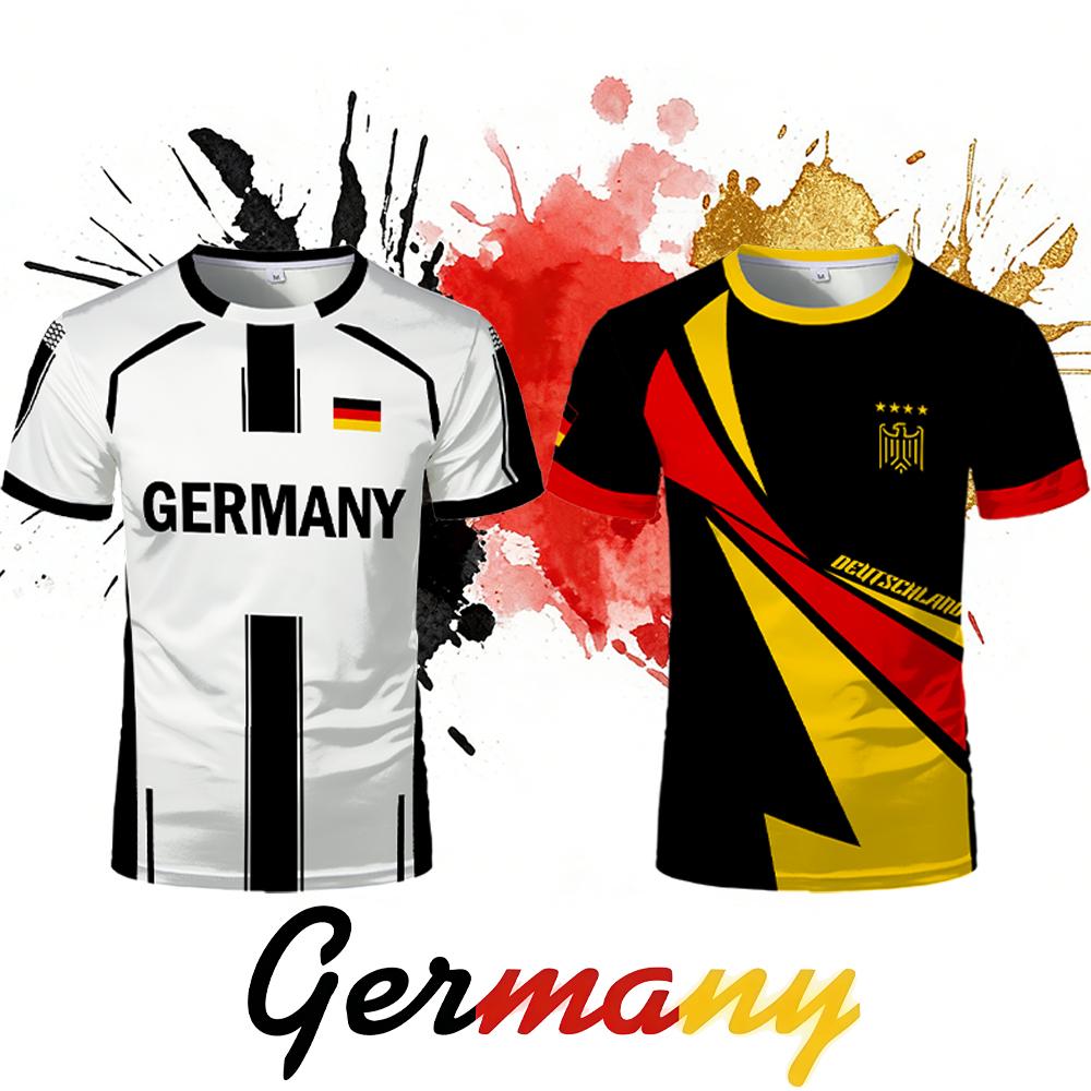 New German Flag 3D Print T-Shirt 2026 Summer Outdoor Sports Breathable Quick-Drying Jersey Men's Women's Soccer Training Apparel