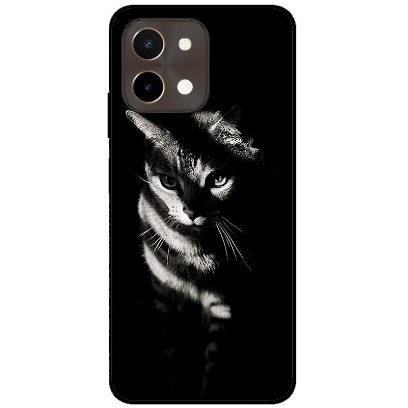 For Vivo Y28 4G Case 6.68'' Black TPU Silicon Cartoon Protection Cover for VivoY28 Y 28 4G Shockproof Capa Wolf Animals Soft Bag