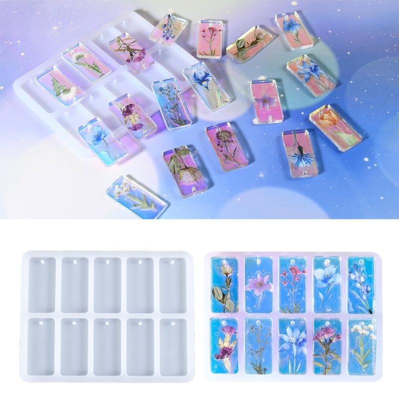 Multifuntional Jewelry Silicone Molds Pendant Moulds Silicone Texture for Resin Rectangular Earrings and Pendants