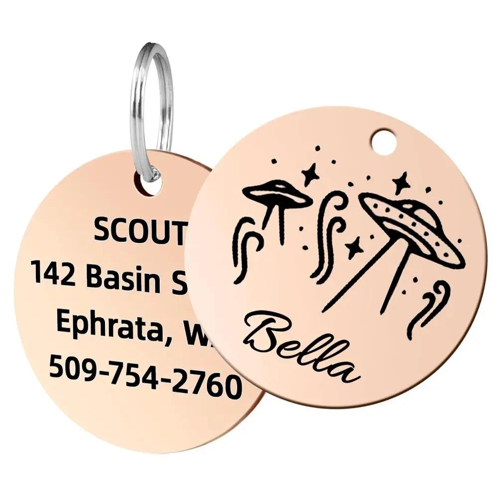Personalized Anti-lost IDTag Stainless Steel Keychians Keyrings Pet Address Tel Dog Collar Accessory Engraved Puppy Pendant I3E3