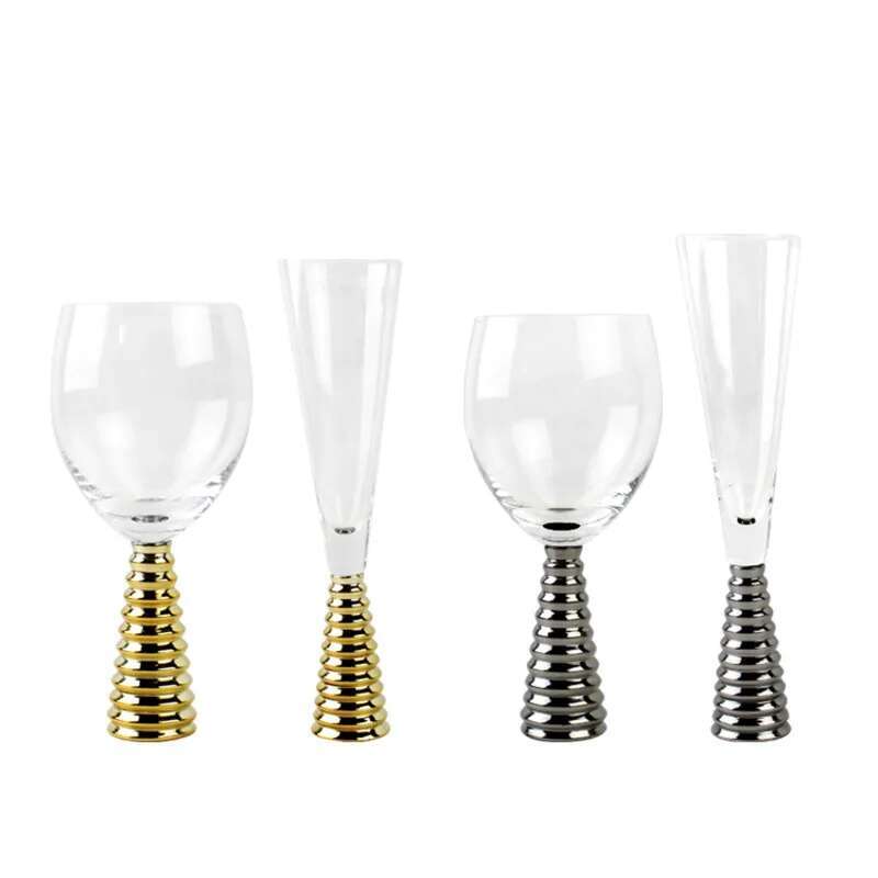 

2022 Newest Wedding Party Screw Champagne Flutes Luxurious Banquet Decoration Wineglass Electroplating Spiral Red Wine Goblet Red Wine Cup чёрный