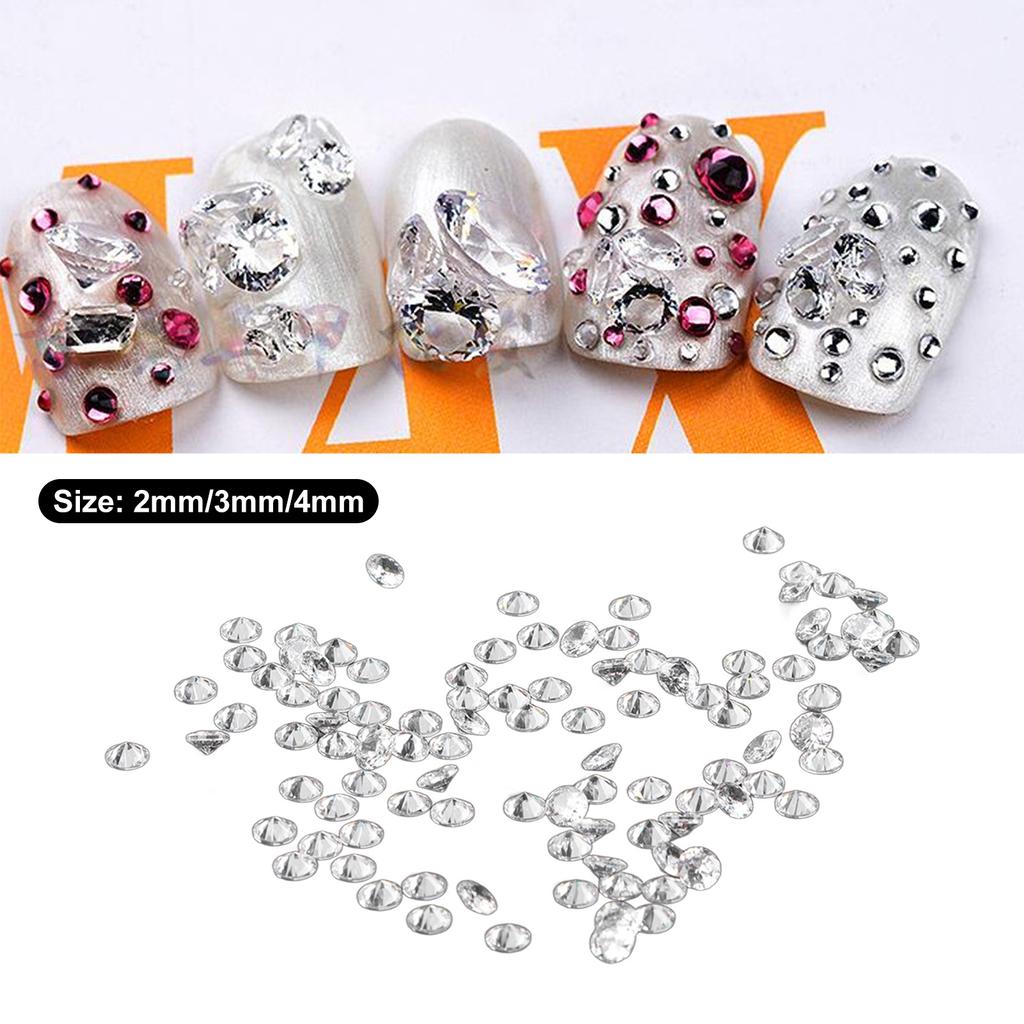 100pcs Transparent Rhinestones Mini Sharpened Bottom Exquisite Crystal Gems for DIY Craft Jewelry Cl