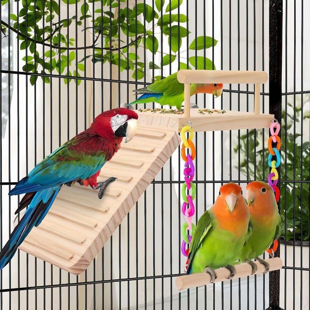 Natural Bird Play Gym Wooden Parrot Rest Platform New Cage Accessories  Cage Decor