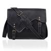 Leather Messenger Bag: 15" Black Laptop Shoulder Satchel Crossbody Gift for Men and Women