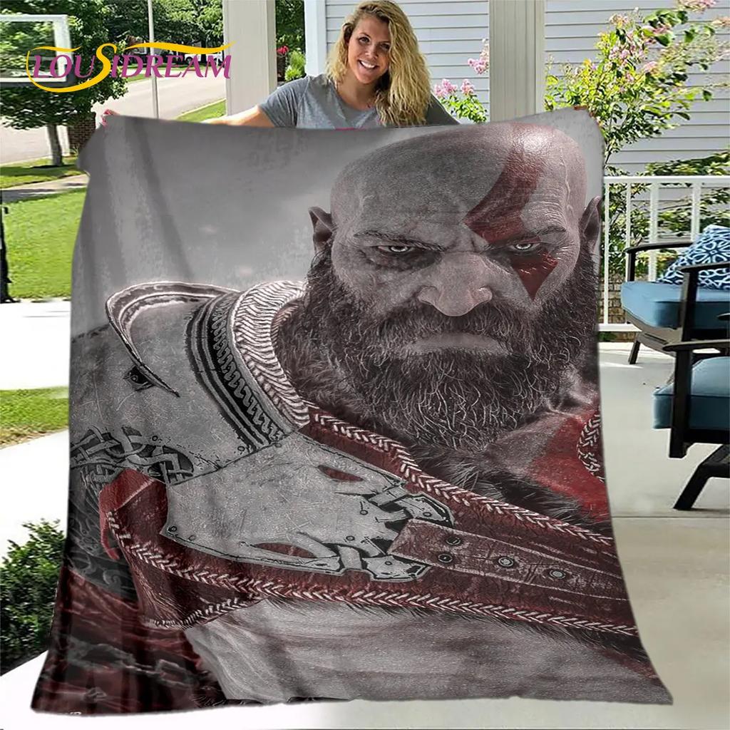 God of War Spiel Spieler Weiche Plüschdecke, Flanelldecke Überwurfdecke für Wohnzimmer Schlafzimmer Bett Sofa Picknick Abdeckung Bettdecke
