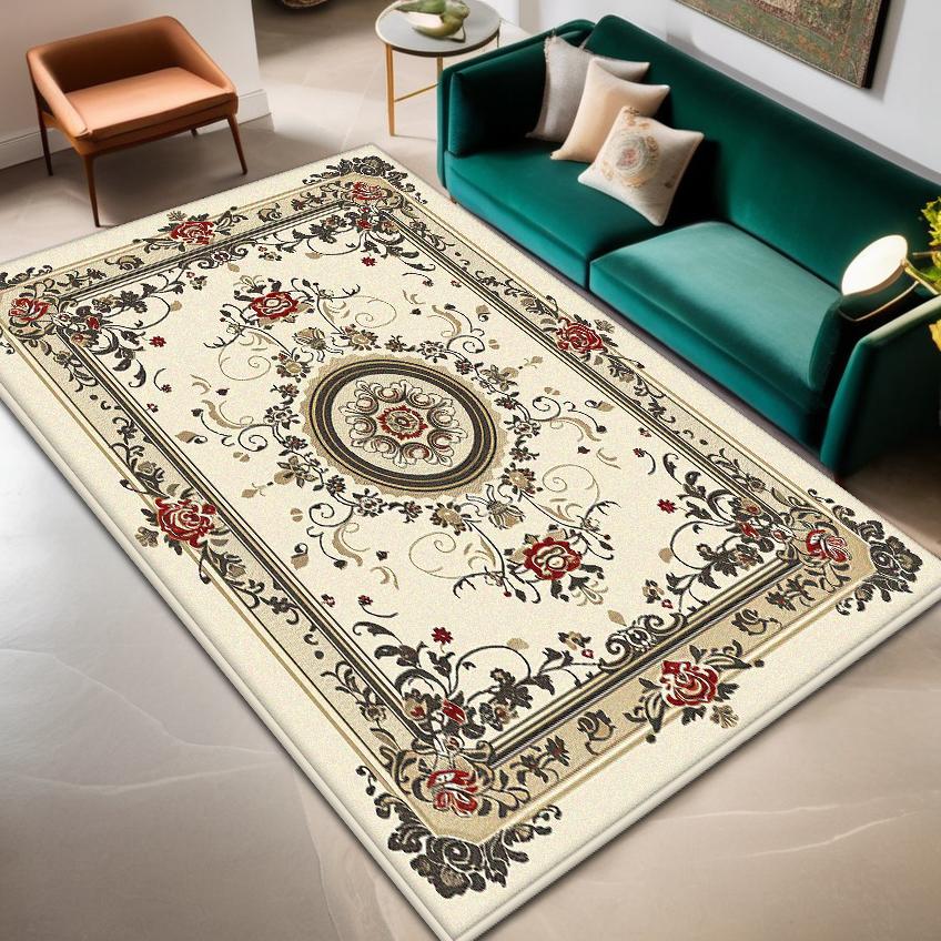 Böhmischer Teppich Wohnzimmer Heimdekoration Luxus Rutschfest Große Raumteppiche Blumendesign Leicht zu Reinigen Couchtischmatte Weich