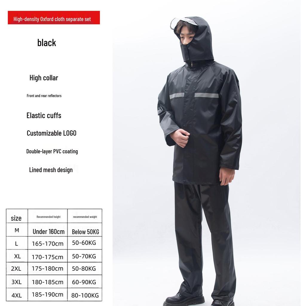 Reflective Raincoat and Pants Set for Electric Motorcycle Riding