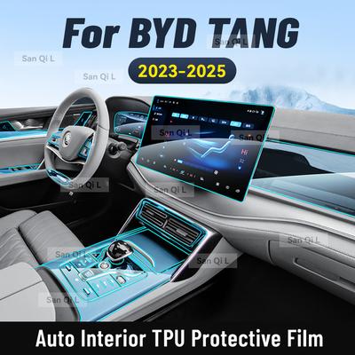 Car Interior Center Console Media Dashboard Navigation TPU Protector Film For BYD TANG 2024 2025 Car Sticker Accessories