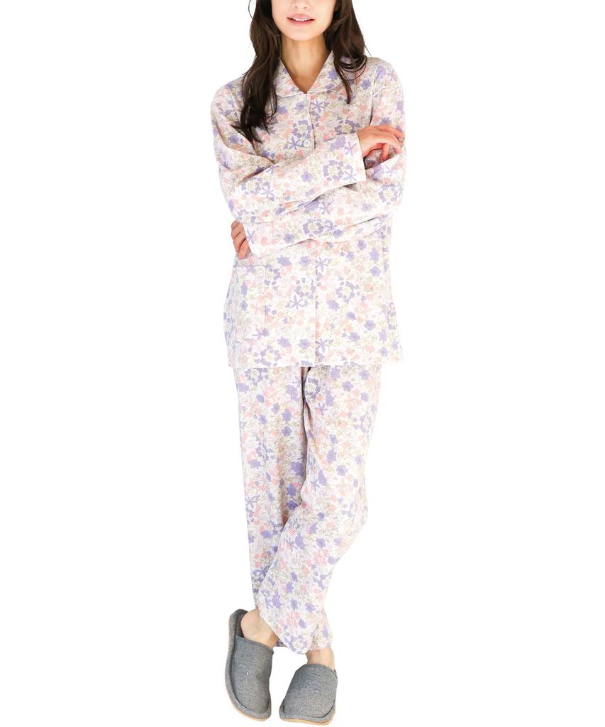 Nishiki Made in Domestically Petite Smooth Long Front Top and Bottom Long Spring and Autumn Loungewear Women's Pajamas, Japan, Sewn, Size, 100%