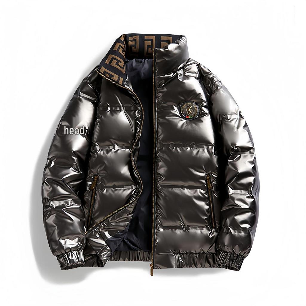 Herren Trendy Glänzende Daunenjacke - Große Größen Winter Outdoor Mode mit Revers