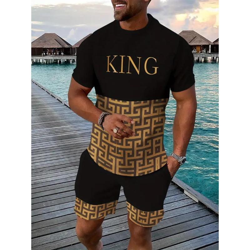 Popular Men's T-shirts Shorts Set 3D Crown King Print Casual Hawaiian Tee Suit Summer Men Women Tracksuit 2 Piece Jogger Outfits