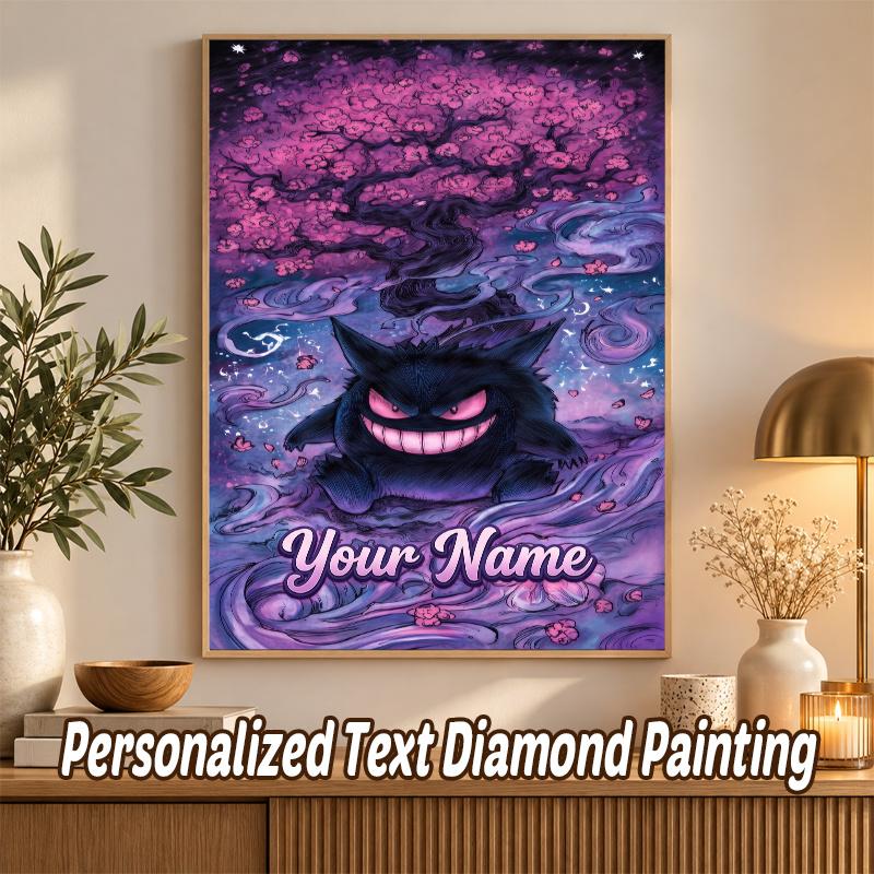 Gengar Custom Name Diamond Painting Personalized 5D Full Drill DIY Diamond Art Home Decor