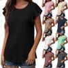 Women's Fashion Summer Casual Ruffle Short Sleeve Round Neck Top