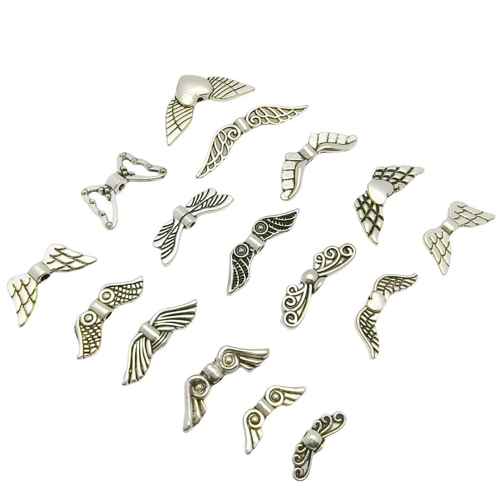 Tibetan Silver Angel Wing & Butterfly Feather Beads for Handmade Jewelry & DIY Accessories