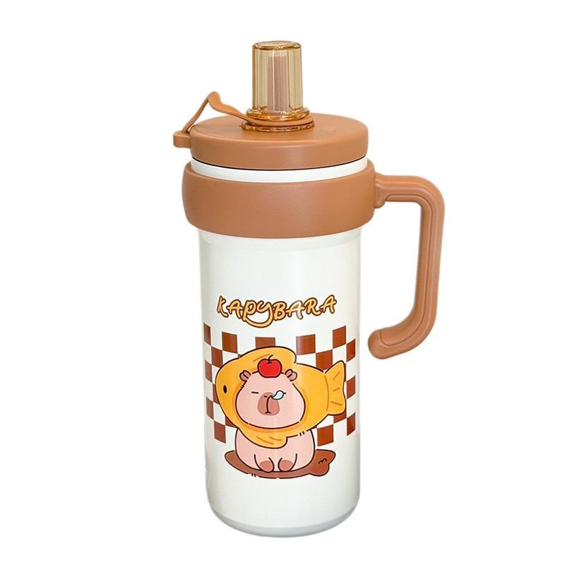 Home&Kitchen Accessories New Kapibara 316 Stainless Steel Thermos Cup Bingba Cup Children's Portable Handle Straw Cup Large Capacity