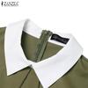 ZANZEA Womens Summer Casual Elegant Short Sleeve Dress