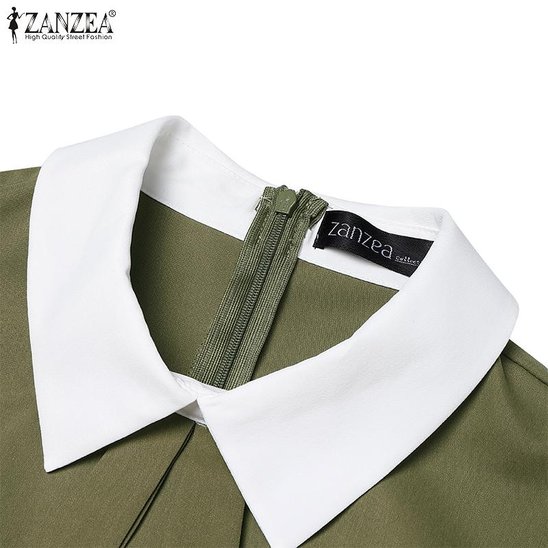 ZANZEA Womens Summer Casual Elegant Short Sleeve Dress